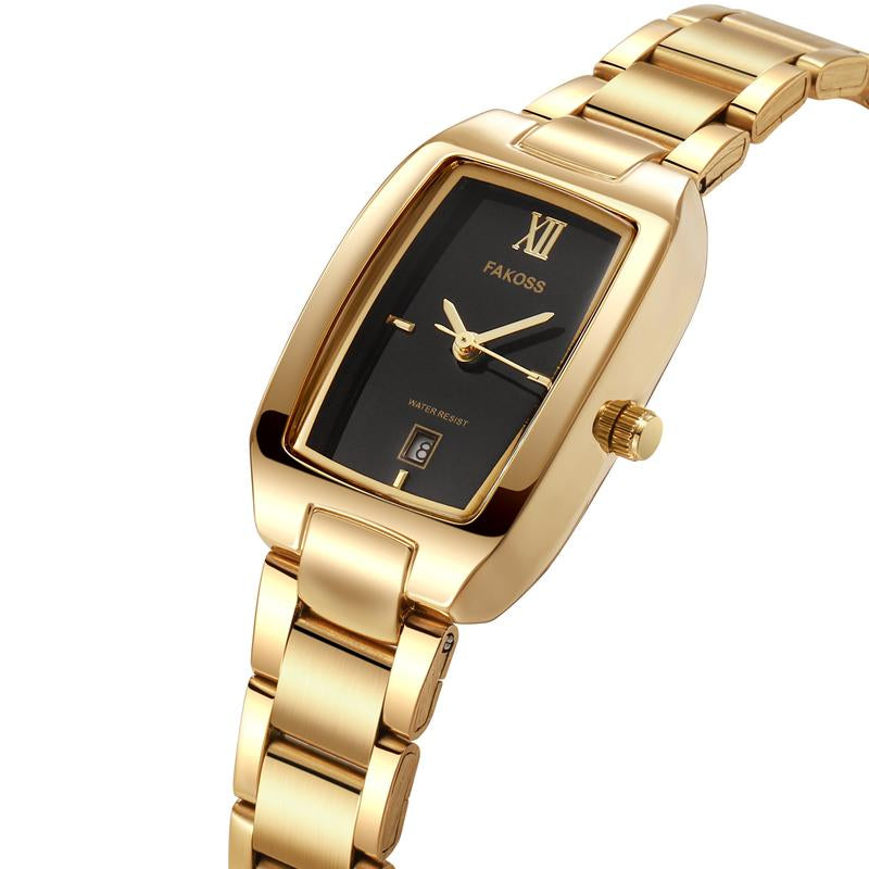 FAKOSS Watches for Women Updated Ladies Quartz Wrist Watches Stainless Steel Band Womens Small Gold Watch Luxury Casual Fashion Bracelet-042 New Watches