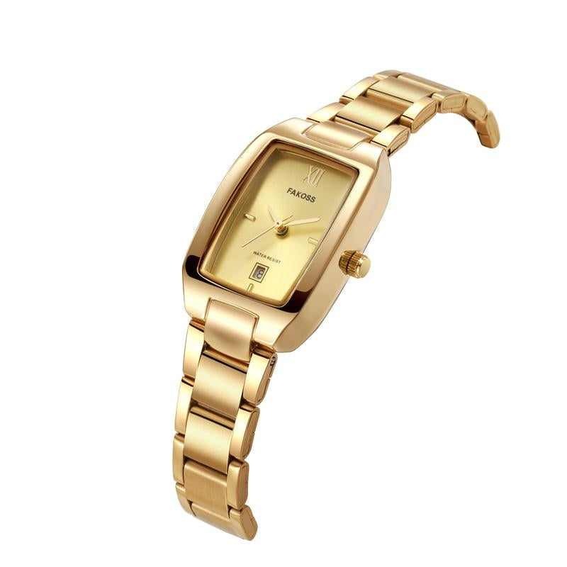 FAKOSS Watches for Women Updated Ladies Quartz Wrist Watches Stainless Steel Band Womens Small Gold Watch Luxury Casual Fashion Bracelet-042 New Watches