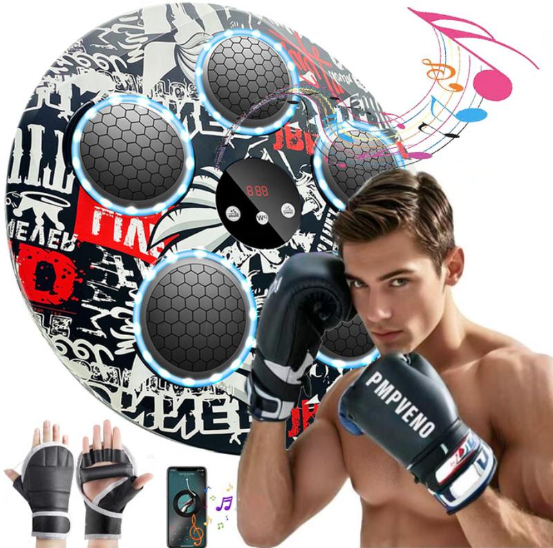 Wear Boxing Gloves Smart Music Boxing Machine with LED Counting, 9 Speed Adjustments, Wireless Mobile Connection, and Adjustable Height with Boxing Gloves Punching Bag