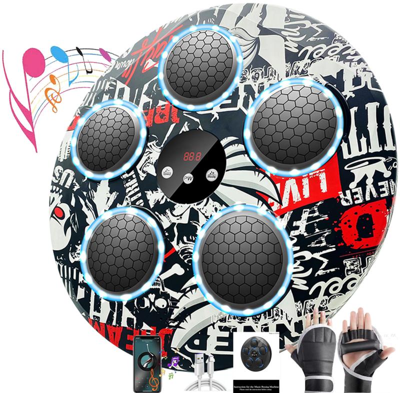 Wear Boxing Gloves Smart Music Boxing Machine with LED Counting, 9 Speed Adjustments, Wireless Mobile Connection, and Adjustable Height with Boxing Gloves Punching Bag