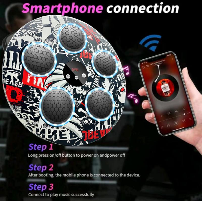 Wear Boxing Gloves Smart Music Boxing Machine with LED Counting, 9 Speed Adjustments, Wireless Mobile Connection, and Adjustable Height with Boxing Gloves Punching Bag