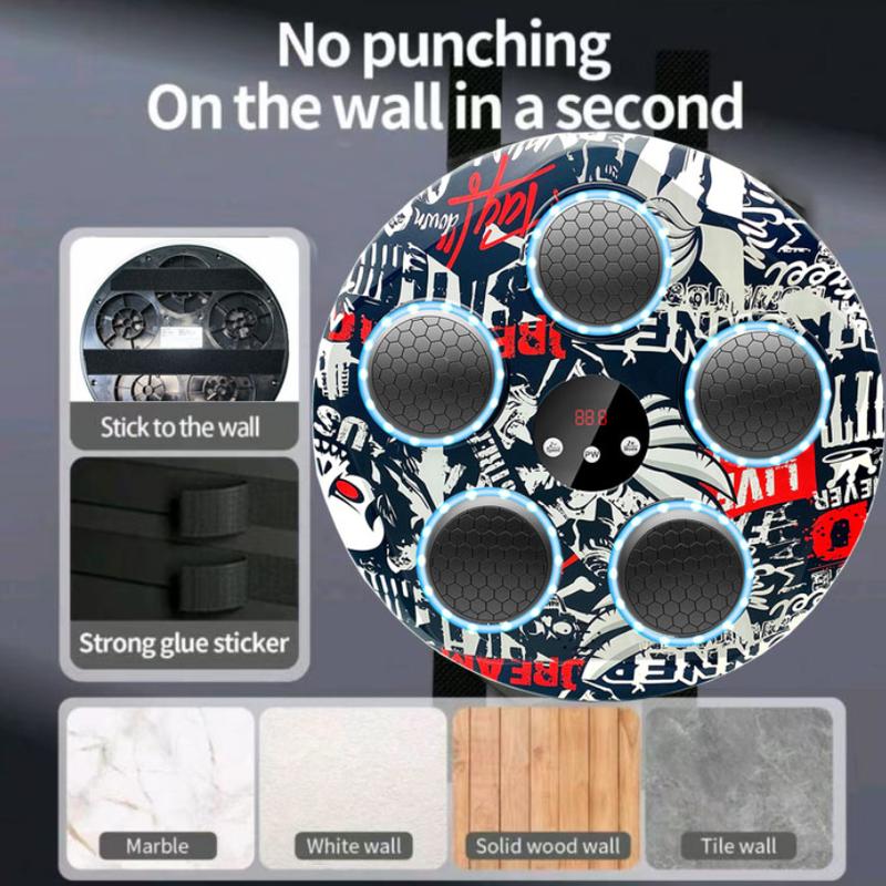 Wear Boxing Gloves Smart Music Boxing Machine with LED Counting, 9 Speed Adjustments, Wireless Mobile Connection, and Adjustable Height with Boxing Gloves Punching Bag