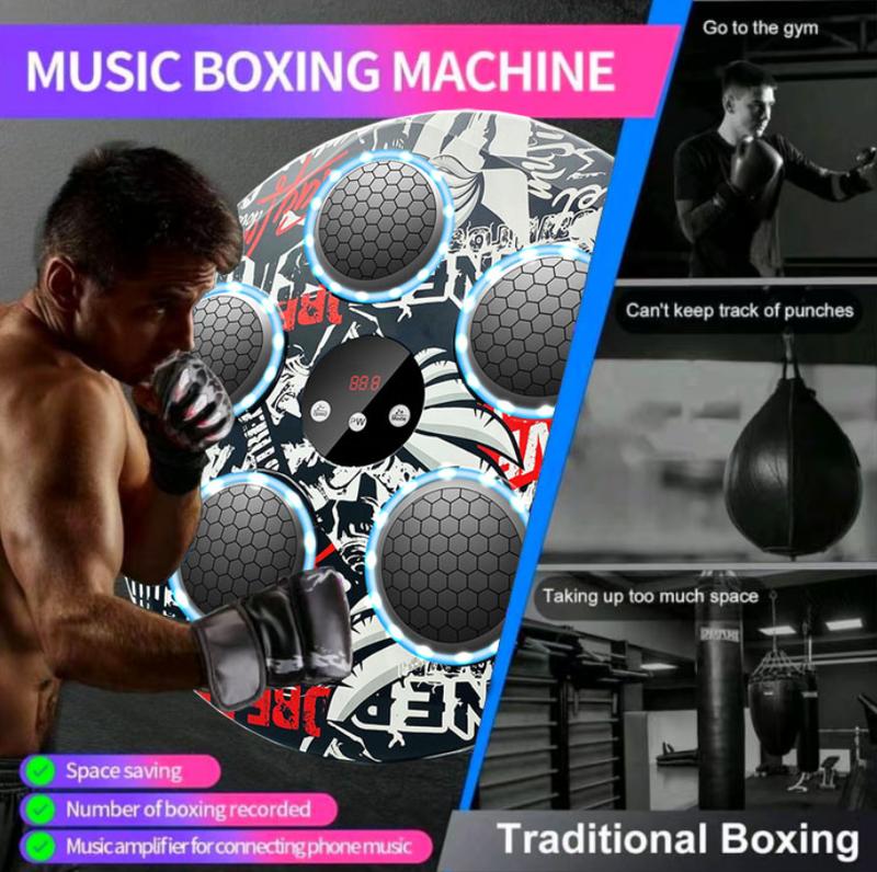 Wear Boxing Gloves Smart Music Boxing Machine with LED Counting, 9 Speed Adjustments, Wireless Mobile Connection, and Adjustable Height with Boxing Gloves Punching Bag