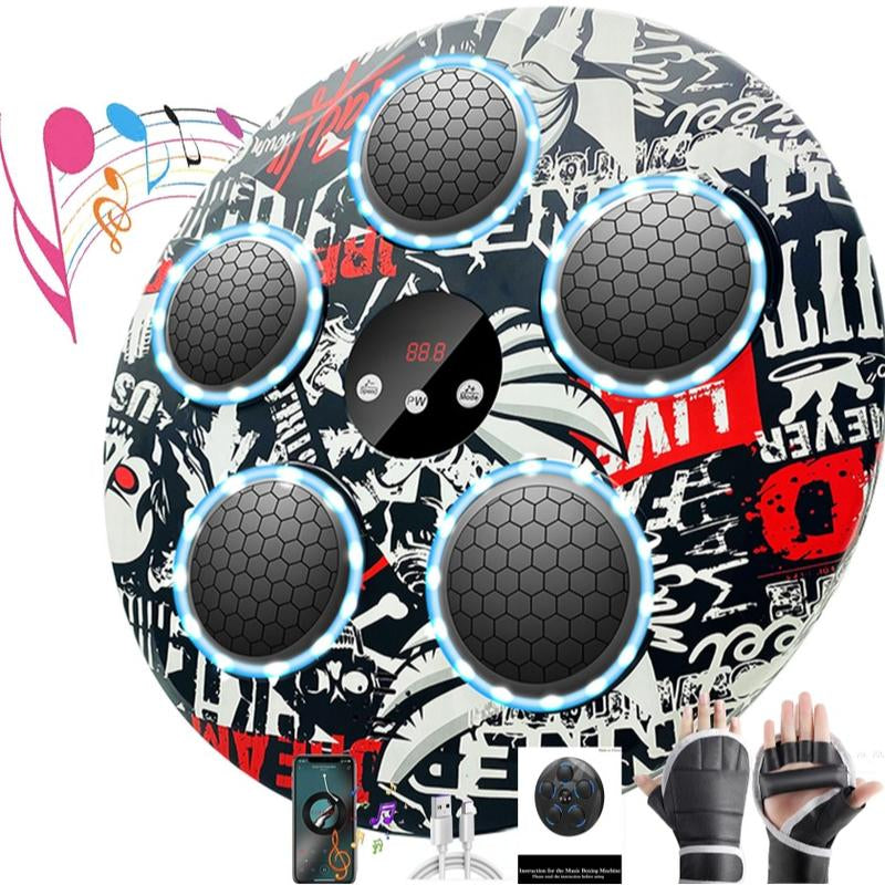Wear Boxing Gloves Smart Music Boxing Machine with LED Counting, 9 Speed Adjustments, Wireless Mobile Connection, and Adjustable Height with Boxing Gloves Punching Bag