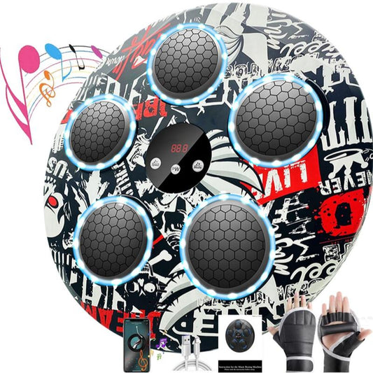 Wear Boxing Gloves Smart Music Boxing Machine with LED Counting, 9 Speed Adjustments, Wireless Mobile Connection, and Adjustable Height with Boxing Gloves Punching Bag
