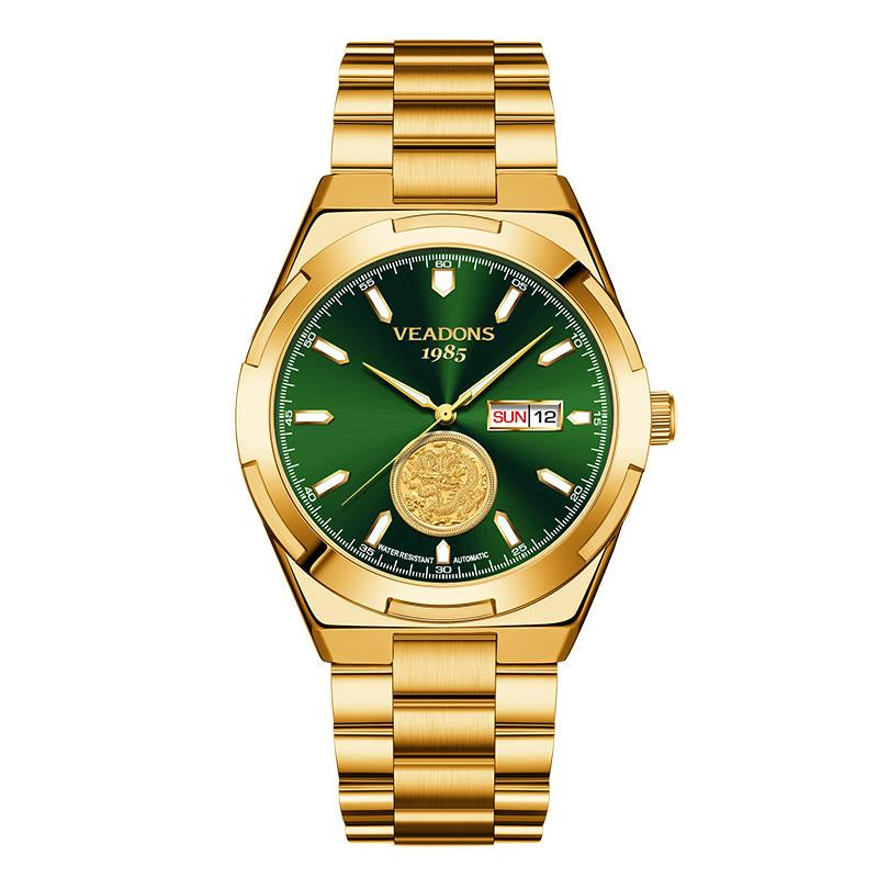 Men'S High-End Mechanical Gold Watches : Swiss Mechanical Movement, Embossed Golden Dragon Totem, High-End Atmosphere, Highlighting Fashion Temperament