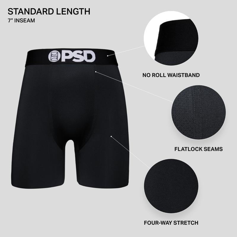 PSD Men'S the Blues Boxer Brief 3 Pack - Standard Length 7 Inch Inseam, Soft and Breathable Cotton Blend Fabric Menswear Activewear
