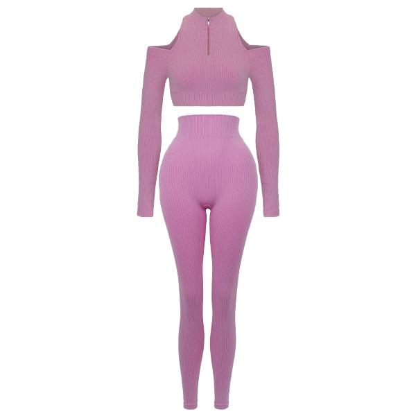 Astro Remiges Two-Piece Set Women'S Ribbed Zip up Jacket Long Sleeve Top & Leggings Set, Breathable Outfits, Yoga Gym Workout, Sportswear Set