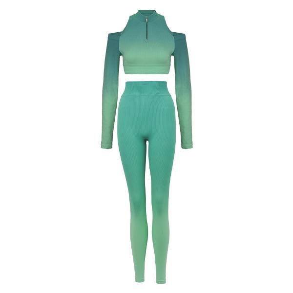 Astro Remiges Two-Piece Set Women'S Ribbed Zip up Jacket Long Sleeve Top & Leggings Set, Breathable Outfits, Yoga Gym Workout, Sportswear Set