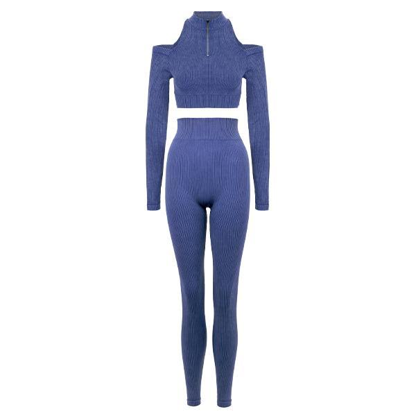 Astro Remiges Two-Piece Set Women'S Ribbed Zip up Jacket Long Sleeve Top & Leggings Set, Breathable Outfits, Yoga Gym Workout, Sportswear Set