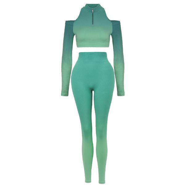 Astro Remiges Two-Piece Set Women'S Ribbed Zip up Jacket Long Sleeve Top & Leggings Set, Breathable Outfits, Yoga Gym Workout, Sportswear Set