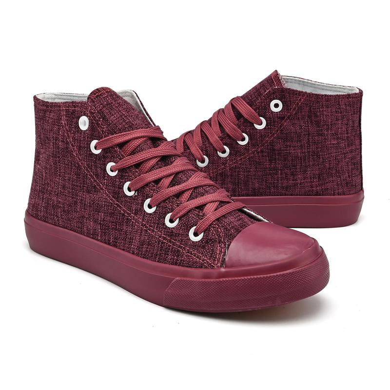 High Top Sneakers for Women Men, Casual Canvas Lace up Sneakers,Fashionable Canvas Tennis Board Shoes,Comfort Breathable Sport Shoes