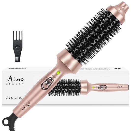 Aima Beauty 1.5"/40Mm Thermal Heated Brush, Negative Ionic Hot Air Brush, Salon Hairwaver, Easy Styling, Straightener, Gold Hair Tool