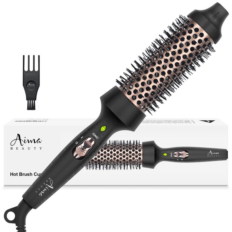 Aima Beauty 1.5"/40Mm Thermal Heated Brush, Negative Ionic Hot Air Brush, Salon Hairwaver, Easy Styling, Straightener, Gold Hair Tool