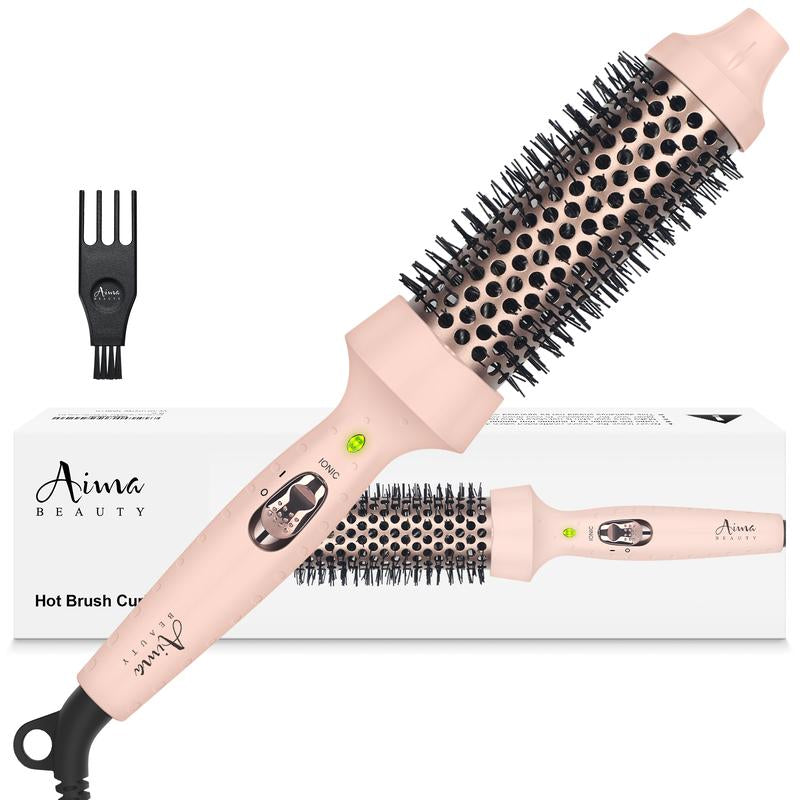Aima Beauty 1.5"/40Mm Thermal Heated Brush, Negative Ionic Hot Air Brush, Salon Hairwaver, Easy Styling, Straightener, Gold Hair Tool