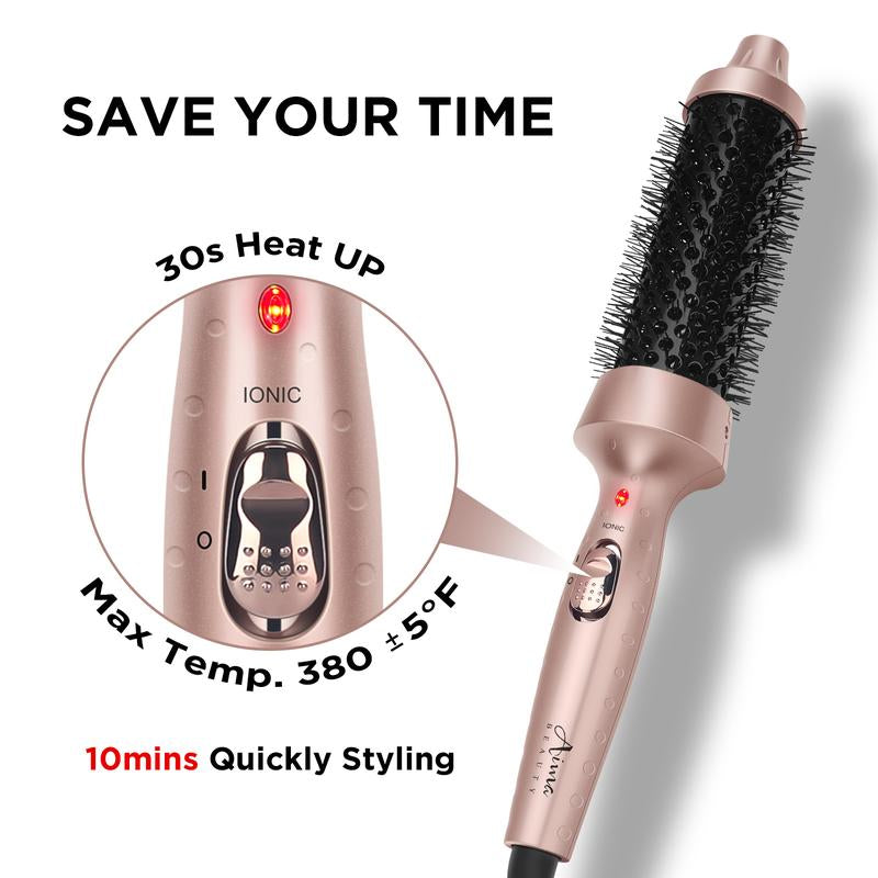 Aima Beauty 1.5"/40Mm Thermal Heated Brush, Negative Ionic Hot Air Brush, Salon Hairwaver, Easy Styling, Straightener, Gold Hair Tool