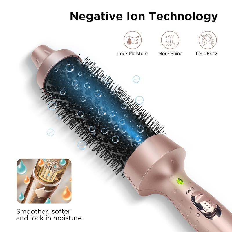 Aima Beauty 1.5"/40Mm Thermal Heated Brush, Negative Ionic Hot Air Brush, Salon Hairwaver, Easy Styling, Straightener, Gold Hair Tool