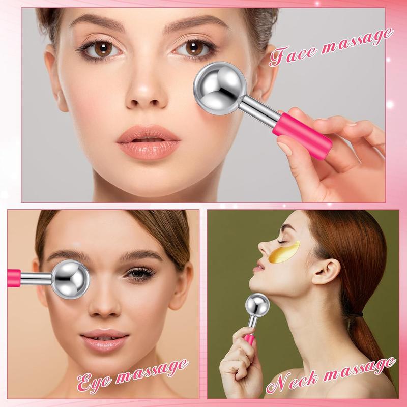 2 Pcs Ice Globes for Facials Stainless Steel Cooling Globes Unbreakable Cooling Roller with Removable Silicone Handle for Daily Skin Care Comfort