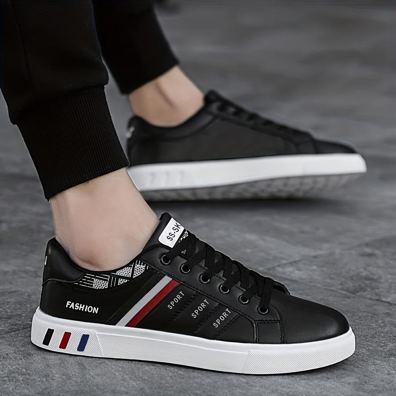 Men'S Solid Skateboard Shoes Low Top Lace up Comfy Sneakers for Outdoor Walking Jogging Campus, All Seasons