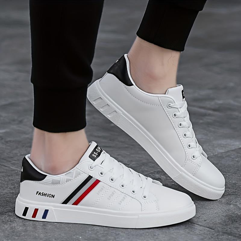 Men'S Solid Skateboard Shoes Low Top Lace up Comfy Sneakers for Outdoor Walking Jogging Campus, All Seasons