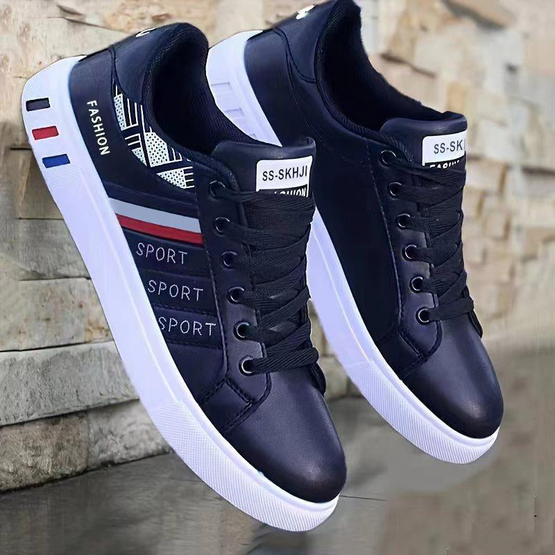 Men'S Solid Skateboard Shoes Low Top Lace up Comfy Sneakers for Outdoor Walking Jogging Campus, All Seasons