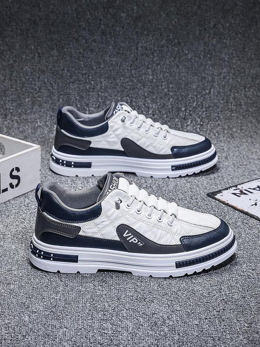 Men'S Sportive Colorblock Lace up Sneakers, Casual Comfortable Breathable Skate Shoes, Fashionable Sneakers for Daily Wear