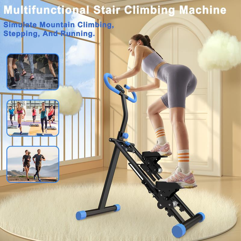 Stair Stepper for Home Gym Exercise, New Version Vertical Climber Machine for Full-Body Workout, Compact Folding Cardio Exercise Climber with Extended Step Range, Adjustable Handlebar & Pedals