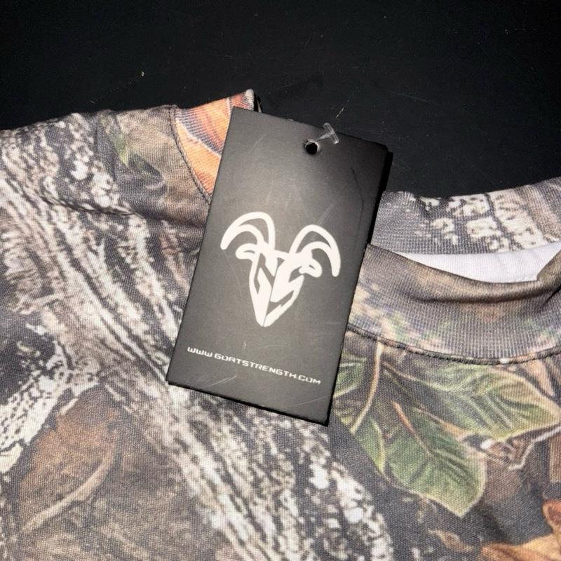 Goat Strength Camo Oversized Tee - White Washed Camouflage Oversized T-Shirt for Casual Wear and Athletic Activities - Gym Pump Cover Stitched to Make Shoulders Look Broader