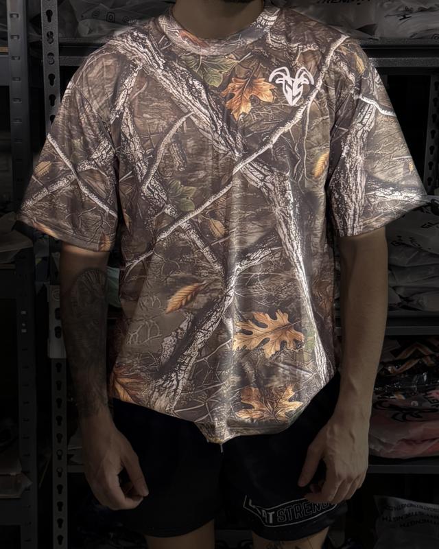 Goat Strength Camo Oversized Tee - White Washed Camouflage Oversized T-Shirt for Casual Wear and Athletic Activities - Gym Pump Cover Stitched to Make Shoulders Look Broader